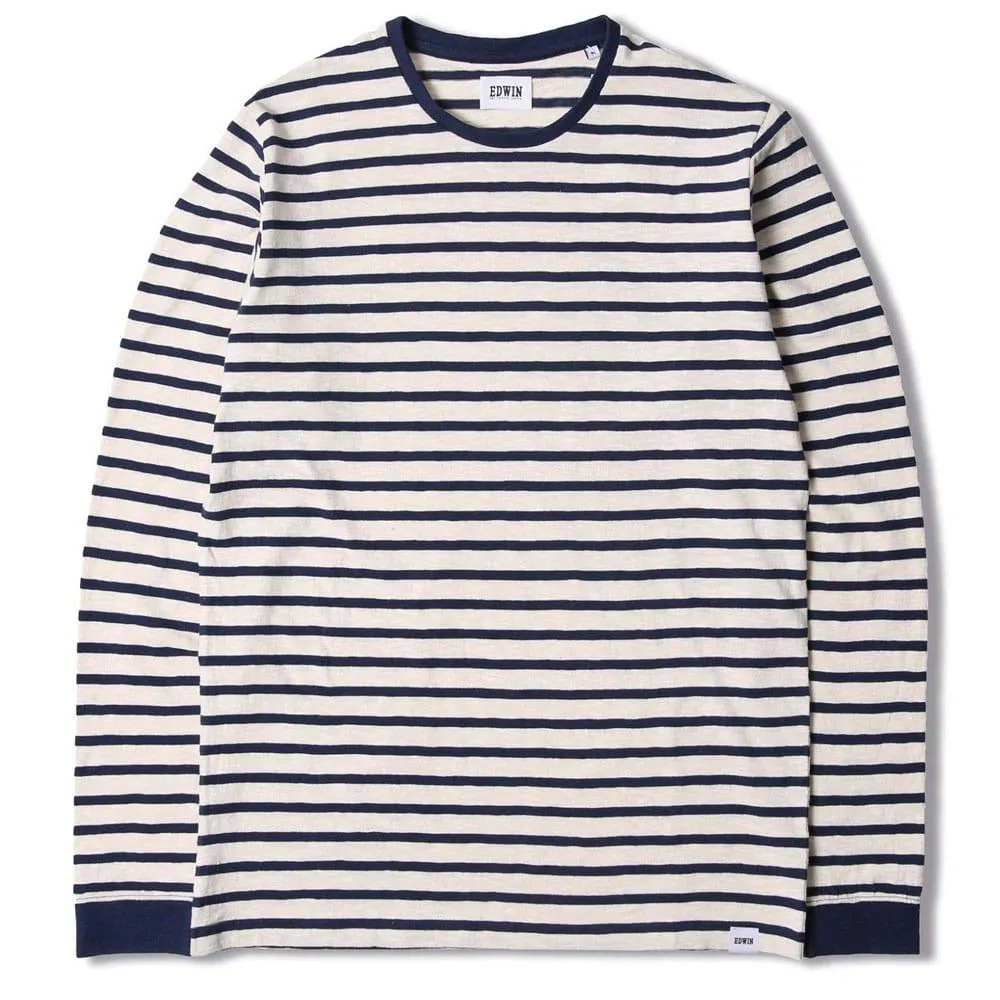 Edwin Tokyo Blues Long Sleeve T-shirt - Off White / Navy