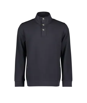 Ellis Button Neck Lux Jersey Sweat - Navy