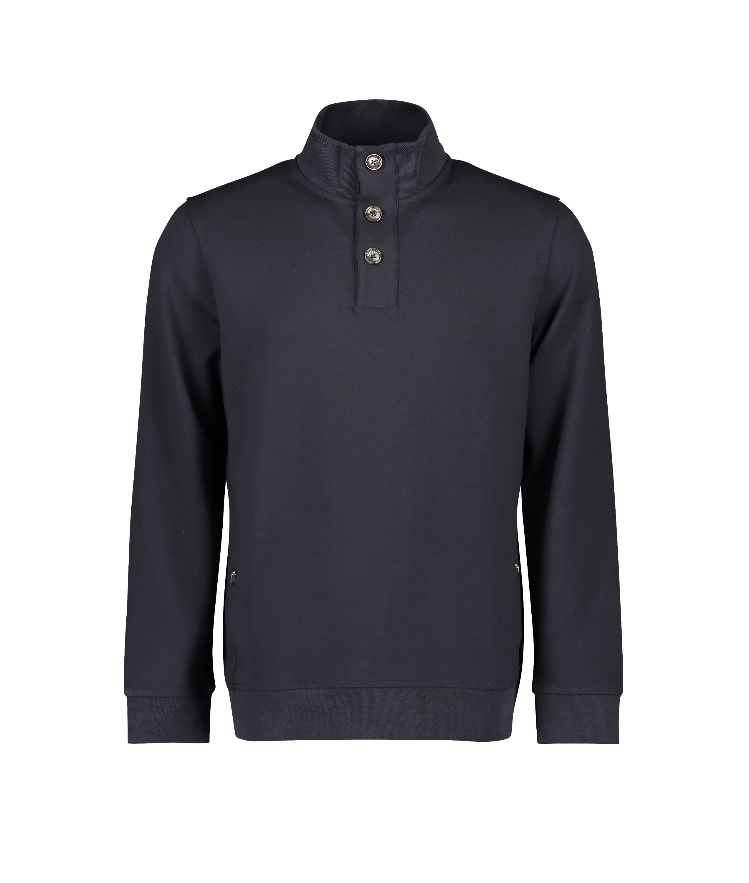 Ellis Button Neck Lux Jersey Sweat - Navy