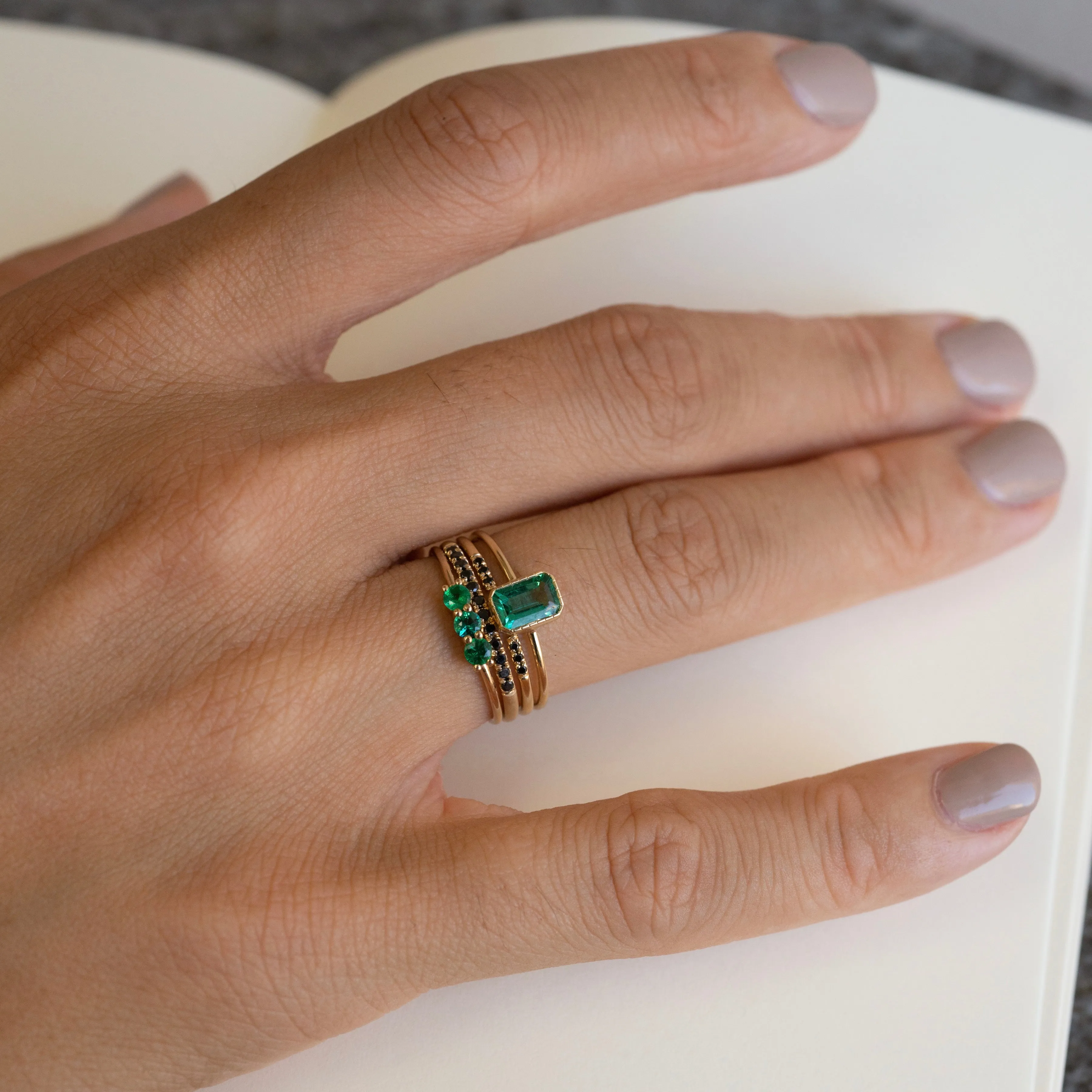 Emerald Cut Emerald Wisp Ring