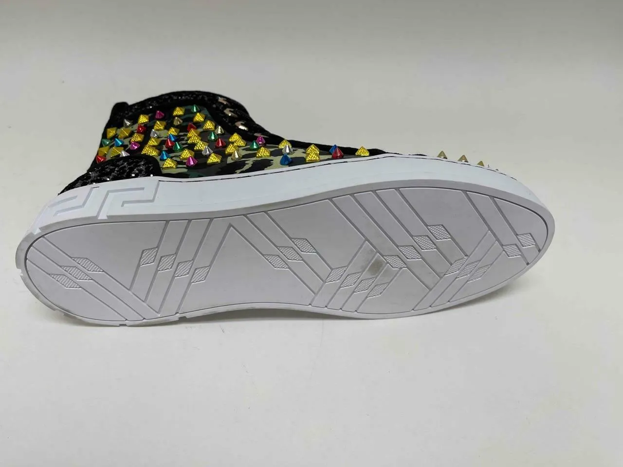 Fiesso Multicolor Camouflage High Top Sneakers with Spikes FI 2367