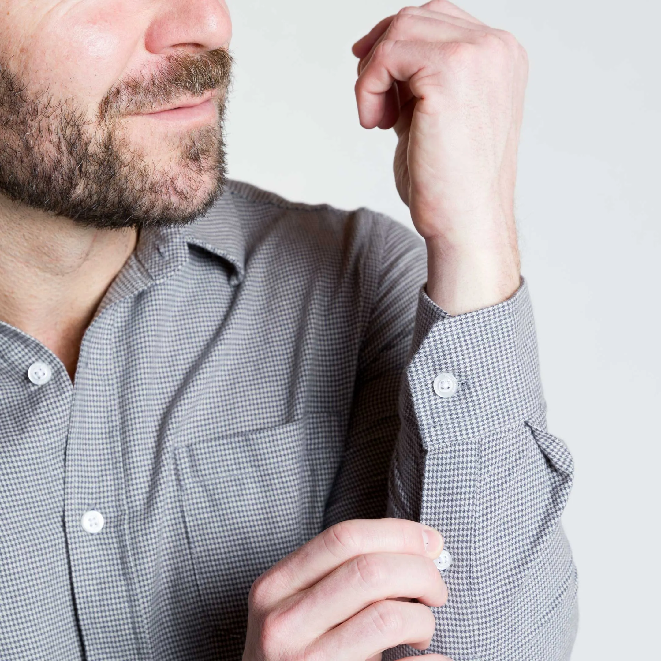 Grey Houndstooth Flannel Shirt