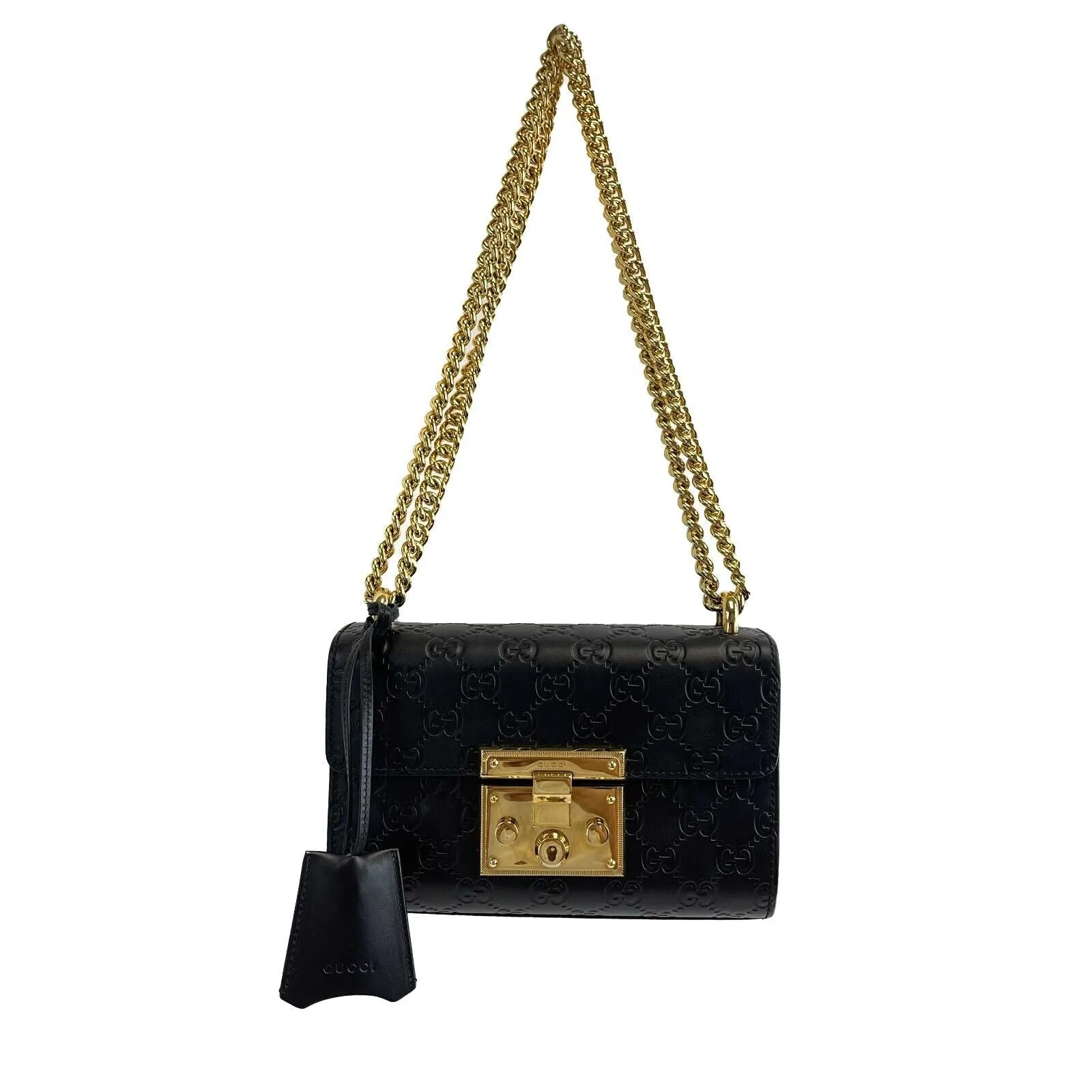 GUCCI - Guccissima GG Small Leather Padlock Shoulder Bag / Crossbody