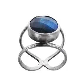 J & I Labradorite Wide Split Band Ring