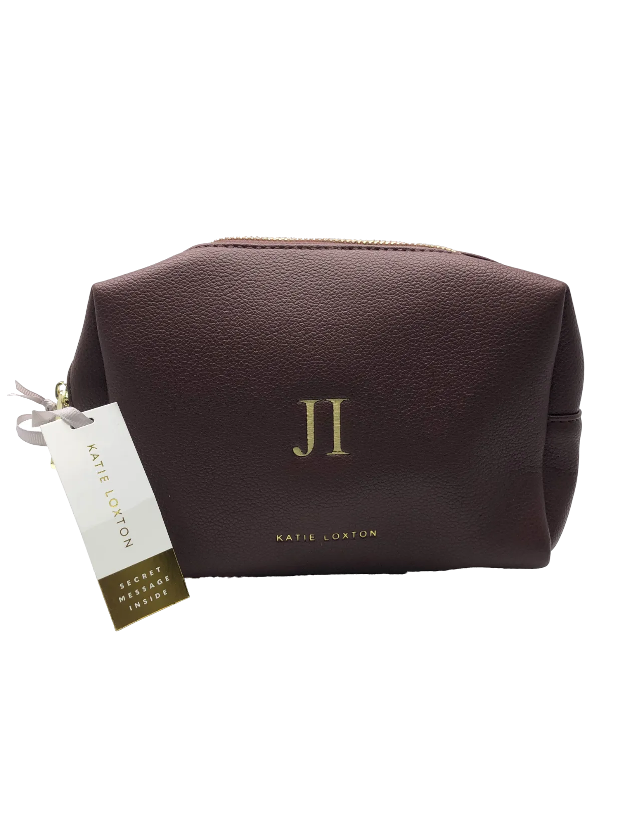 Katie Loxton Secret Message Make Up & Wash Bag Brown