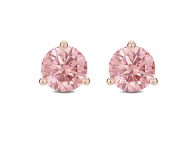 Lab-Grown Diamond 2ct. tw. Round Brilliant Solitaire 14k Gold Studs | Pink