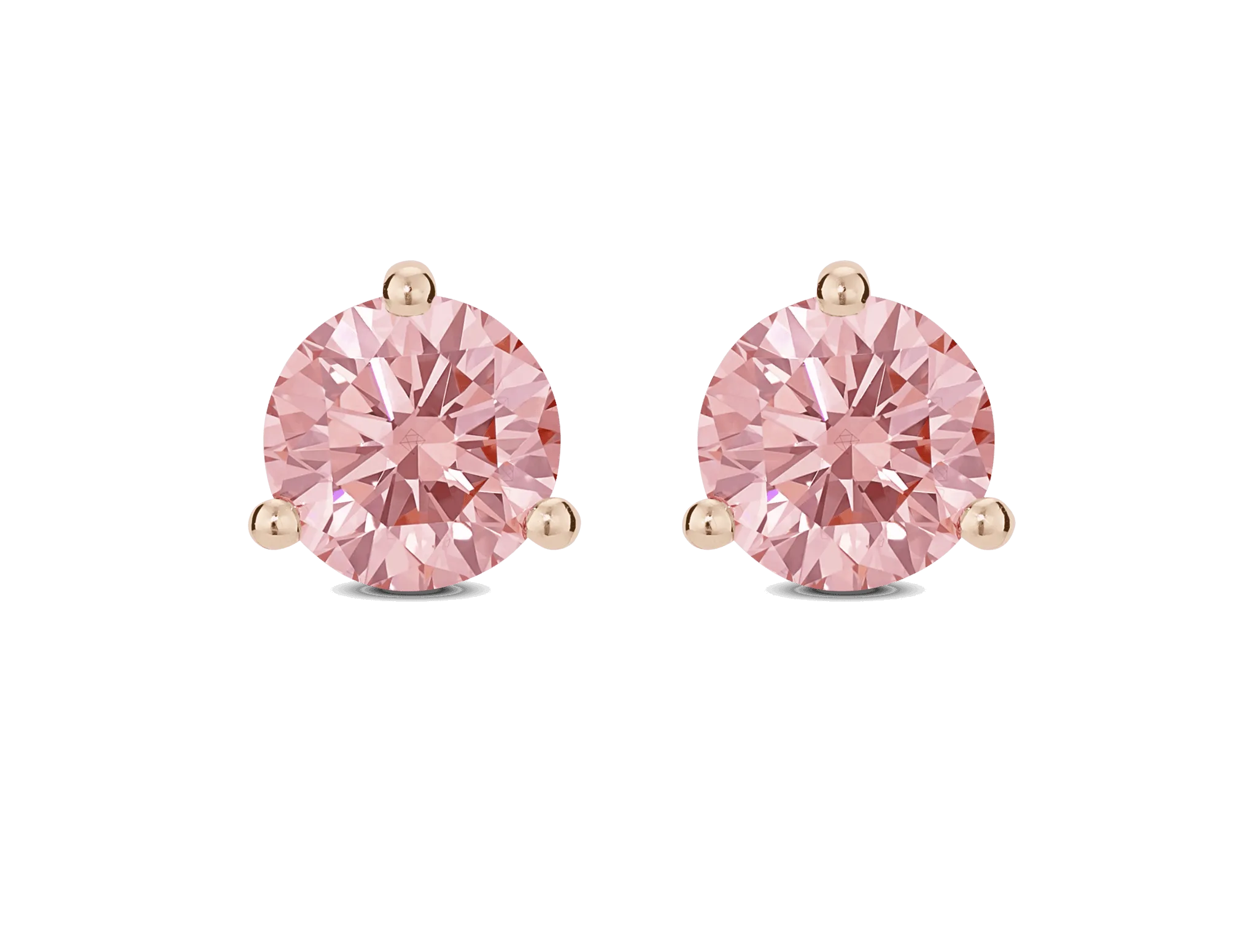 Lab-Grown Diamond 2ct. tw. Round Brilliant Solitaire 14k Gold Studs | Pink