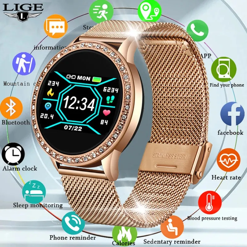 LIGE Men and Women Full Touch Screen IP67 Sport Fitness SmartWatch