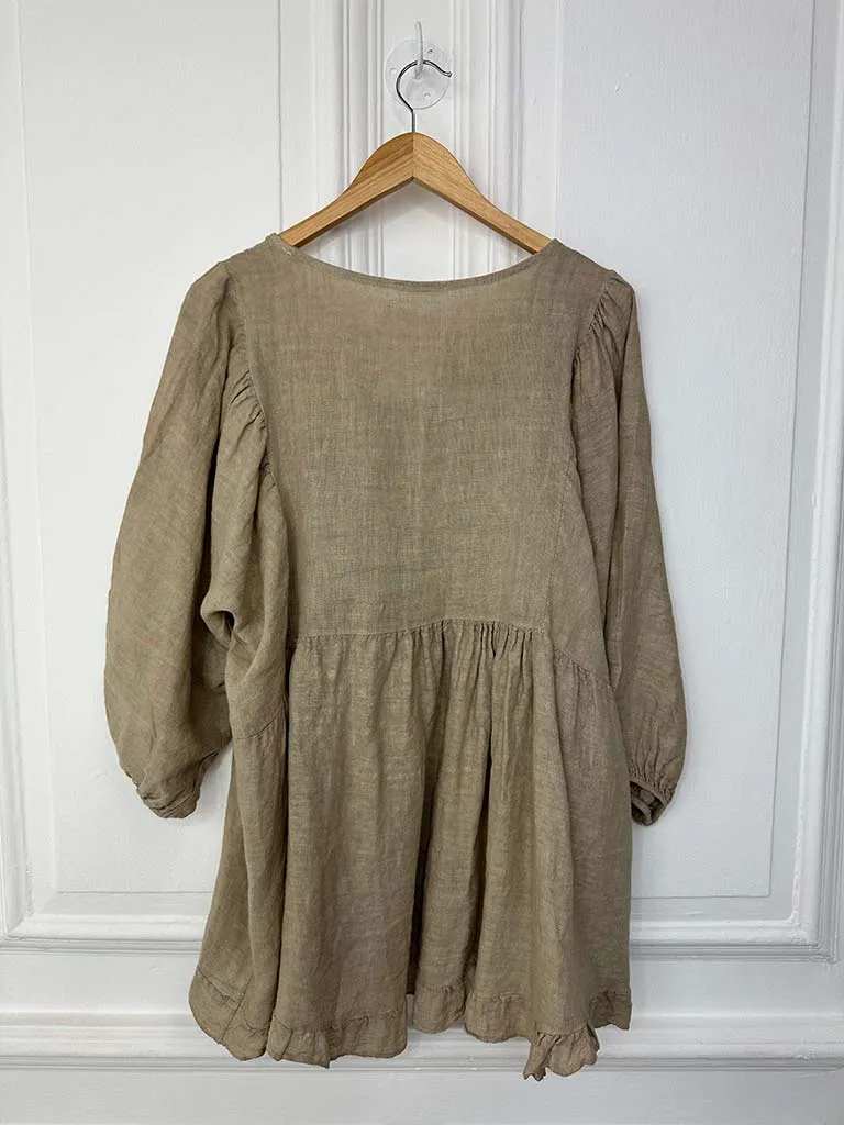 Linen Smock Top - Sand