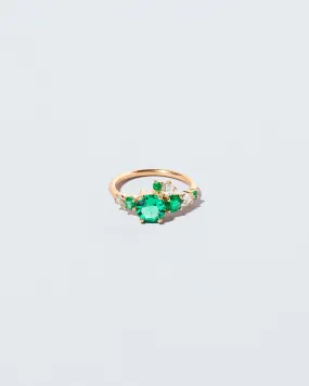 Luna Ring - Emerald & White Diamond