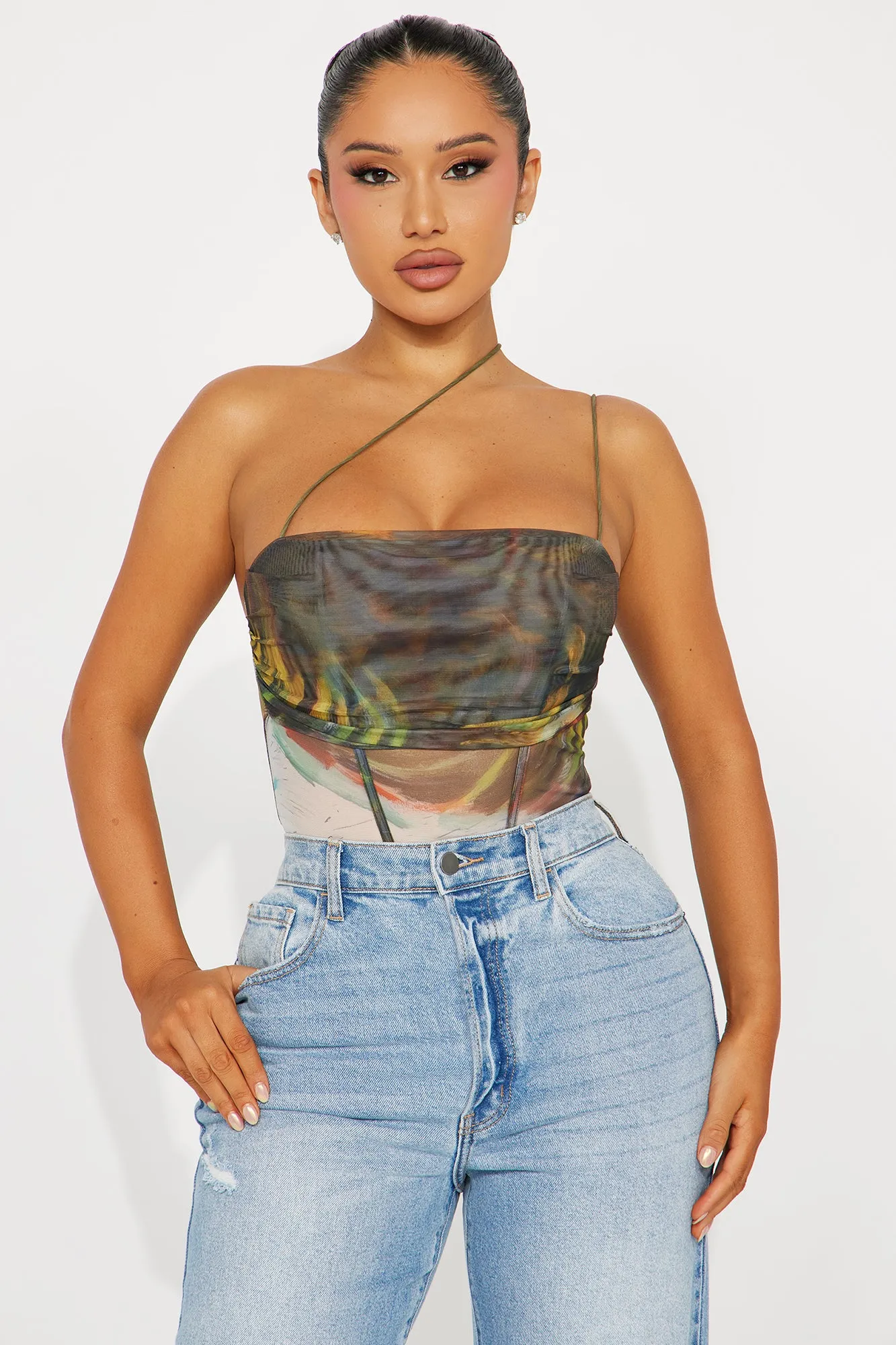 Madi Mesh Corset Bodysuit - Multi Color