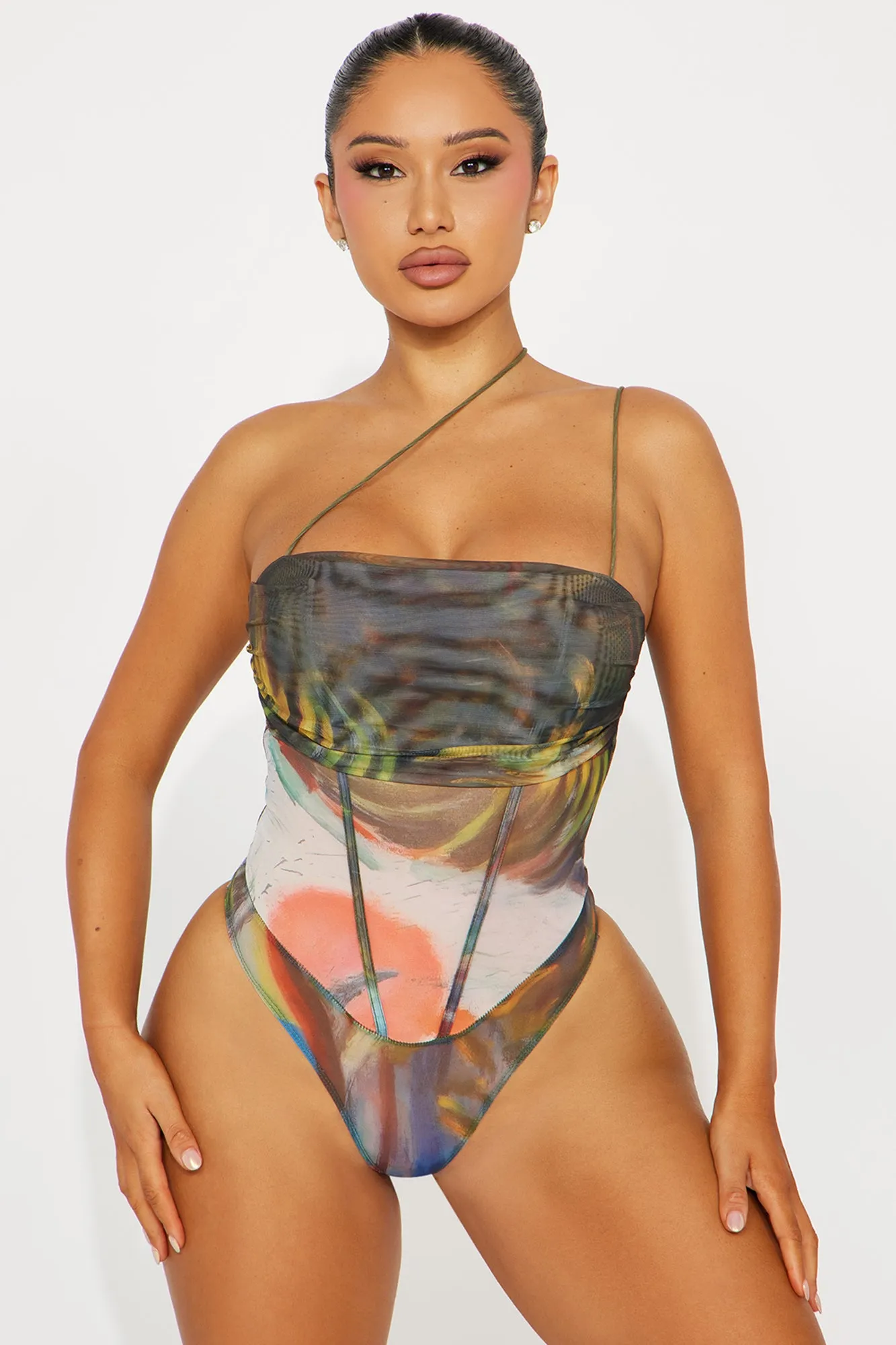 Madi Mesh Corset Bodysuit - Multi Color