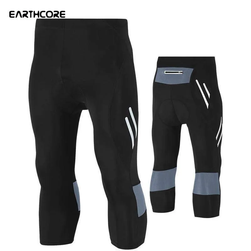 Men's Cycling Pants Elastic Cycling Tight Pants Clothing Gel Pad Calf-Length