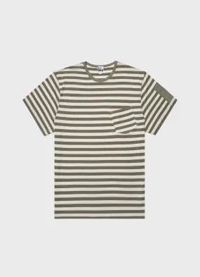 Men's Sunspel x Nigel Cabourn T-shirt in Army Green/Stone White