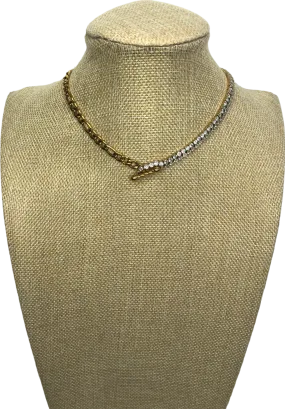 Metallic T-bar Half & Half Necklace