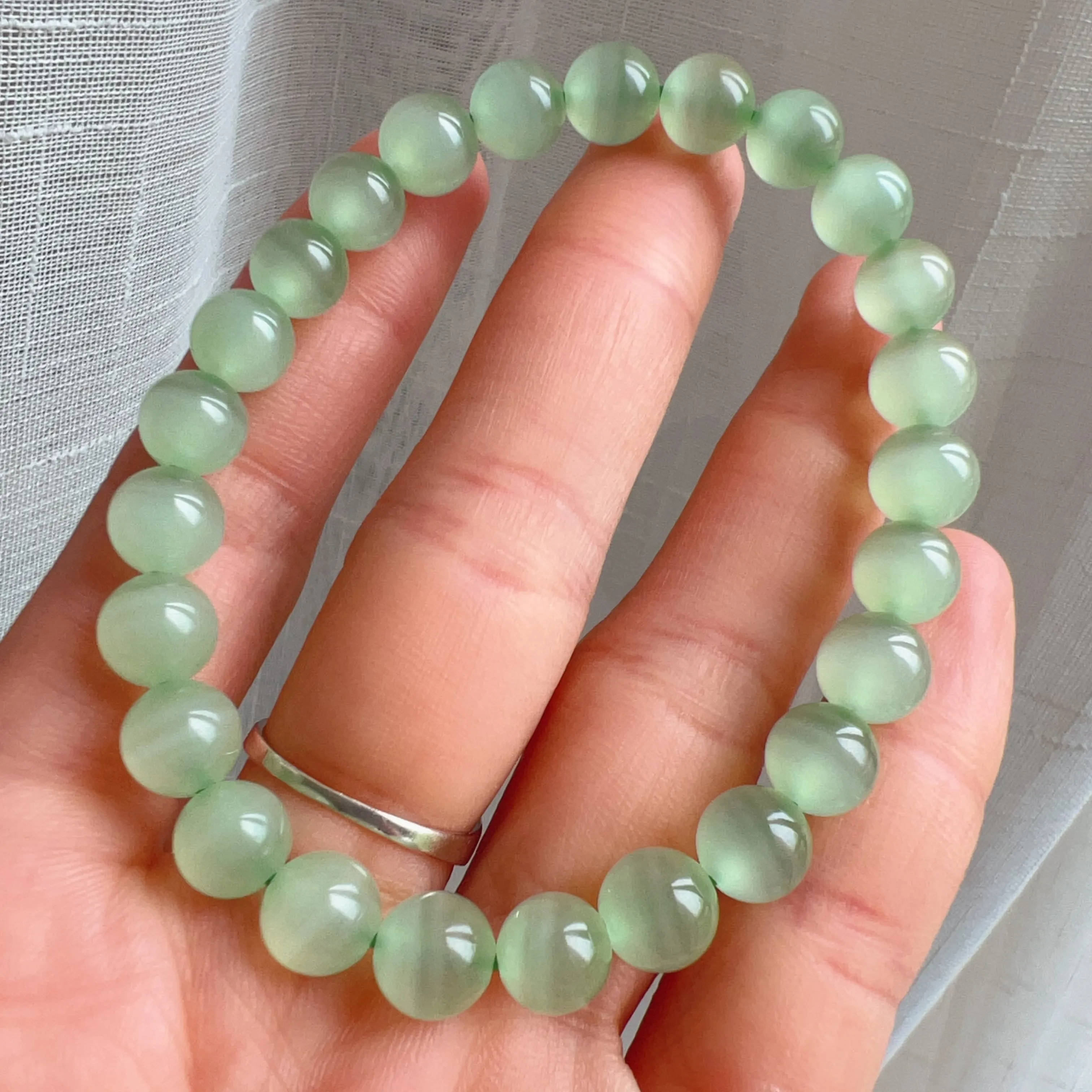 Natural Beautiful Top-grade Green Stone Bracelet 7.8mm Beads | Natural Afghanistan Green Jade Heart Chakra Healing Gemstone