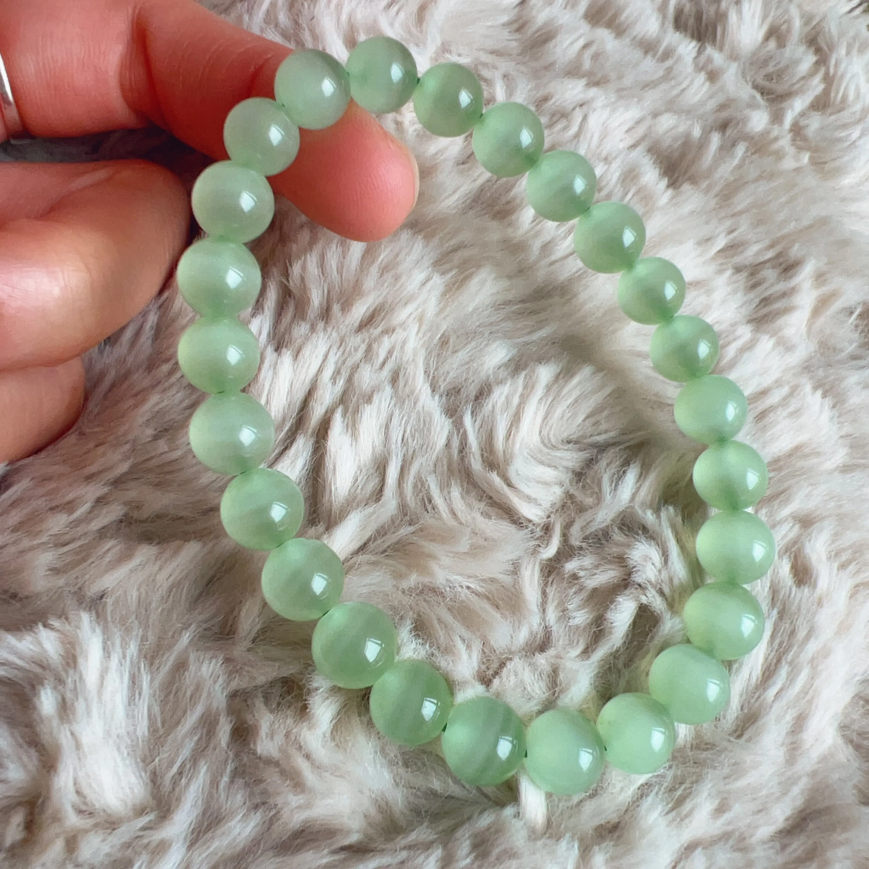 Natural Beautiful Top-grade Green Stone Bracelet 7.8mm Beads | Natural Afghanistan Green Jade Heart Chakra Healing Gemstone