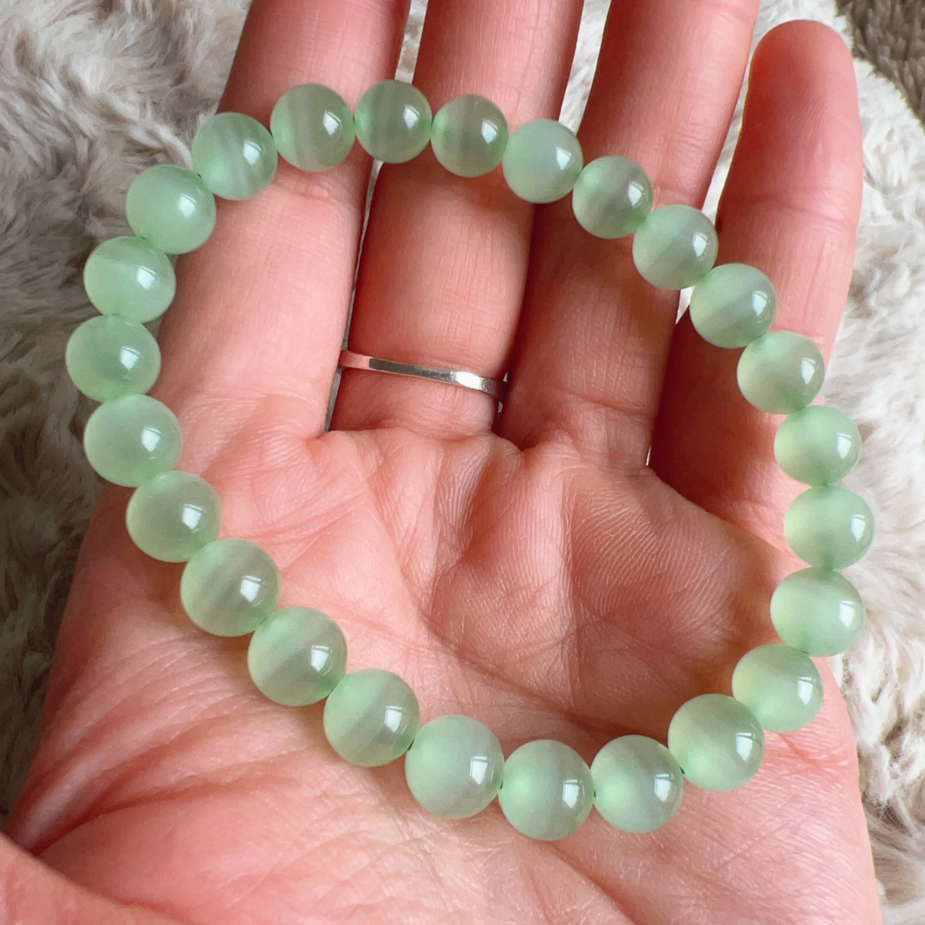 Natural Beautiful Top-grade Green Stone Bracelet 7.8mm Beads | Natural Afghanistan Green Jade Heart Chakra Healing Gemstone