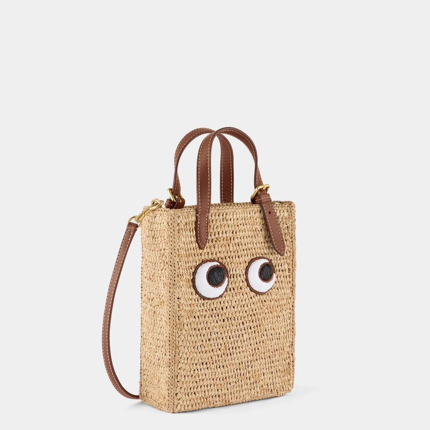 N/S Raffia Eyes Mini Cross-body Tote