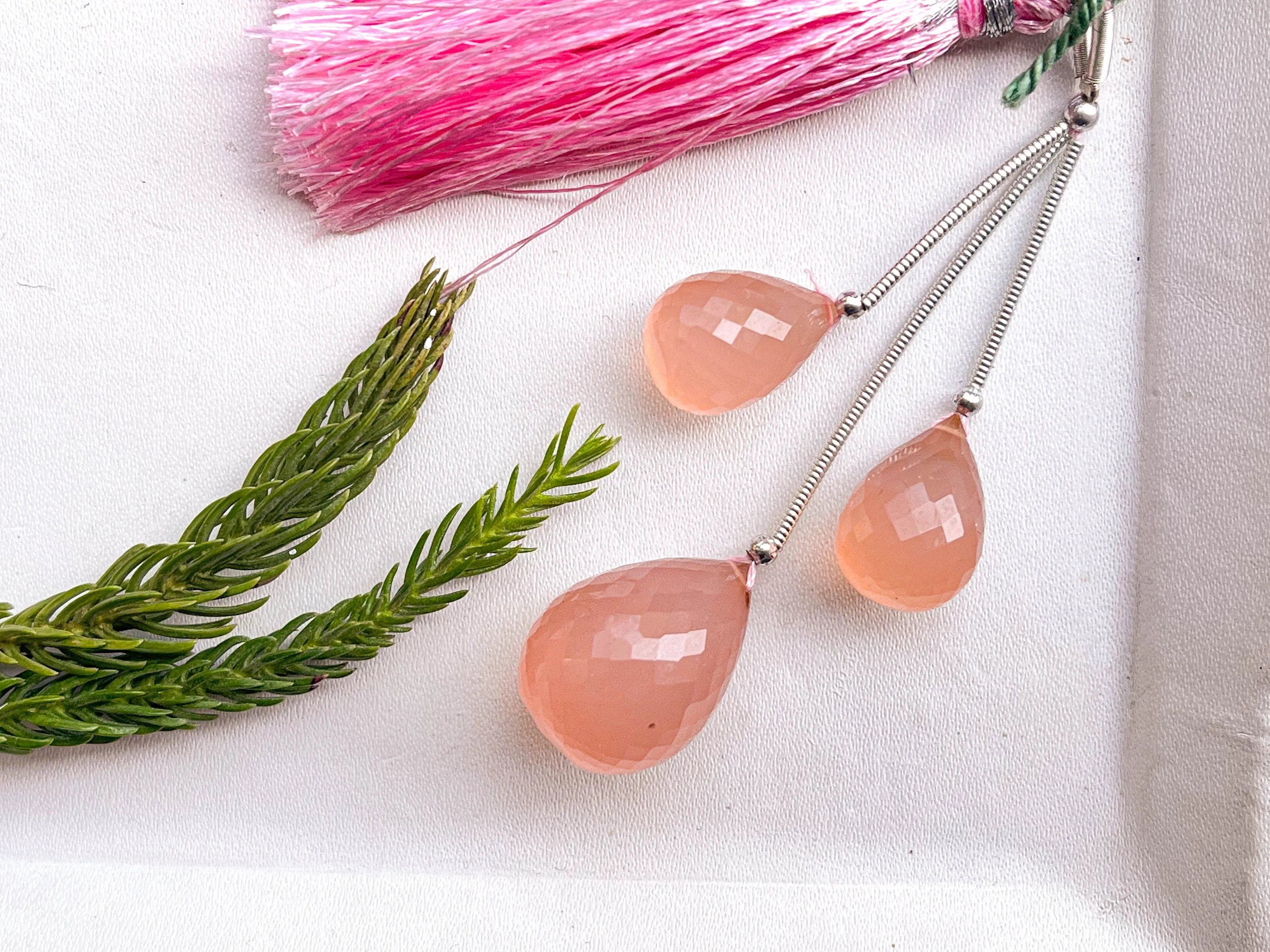 Peach Onyx Faceted Drops