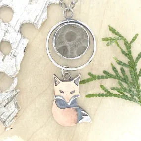 Petoskey Stone with Fox Pendant Necklace