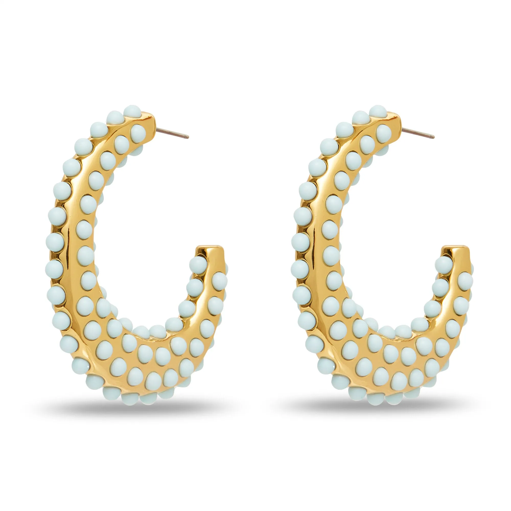 POWDER BLUE ARCHER HOOP EARRINGS