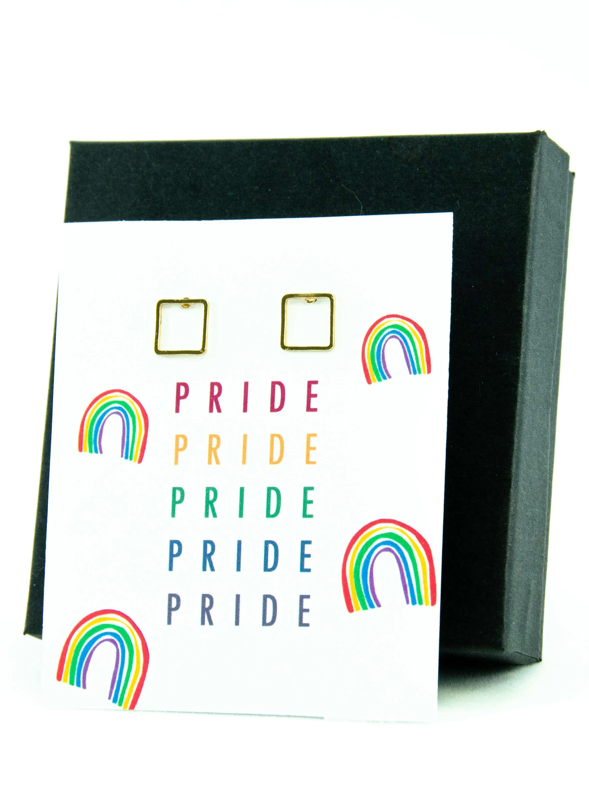 PRIDE LGBTQ  Rainbow Square Stud Earrings Gift