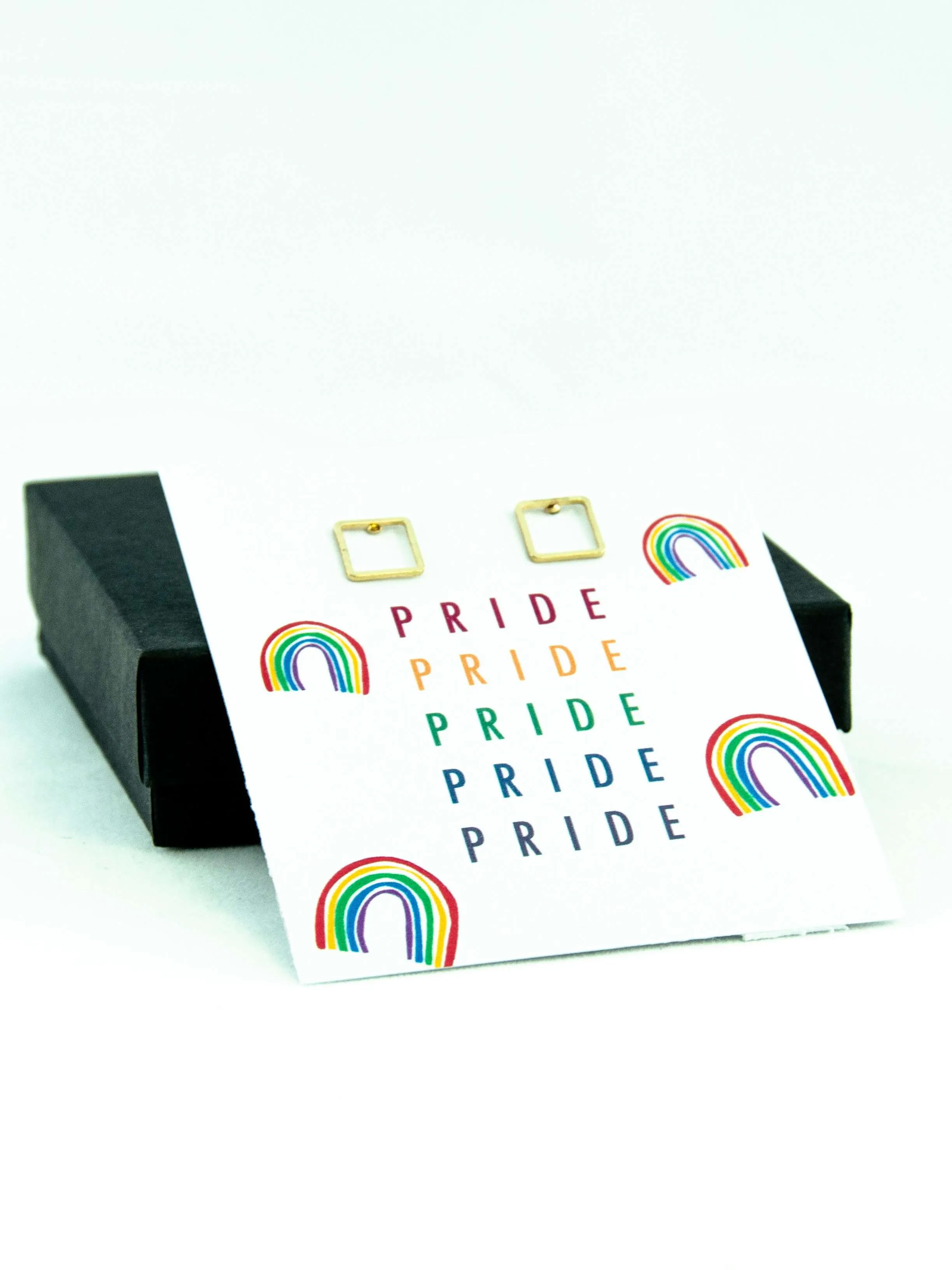 PRIDE LGBTQ  Rainbow Square Stud Earrings Gift