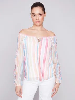 Printed Chiffon Blouse - Stripes