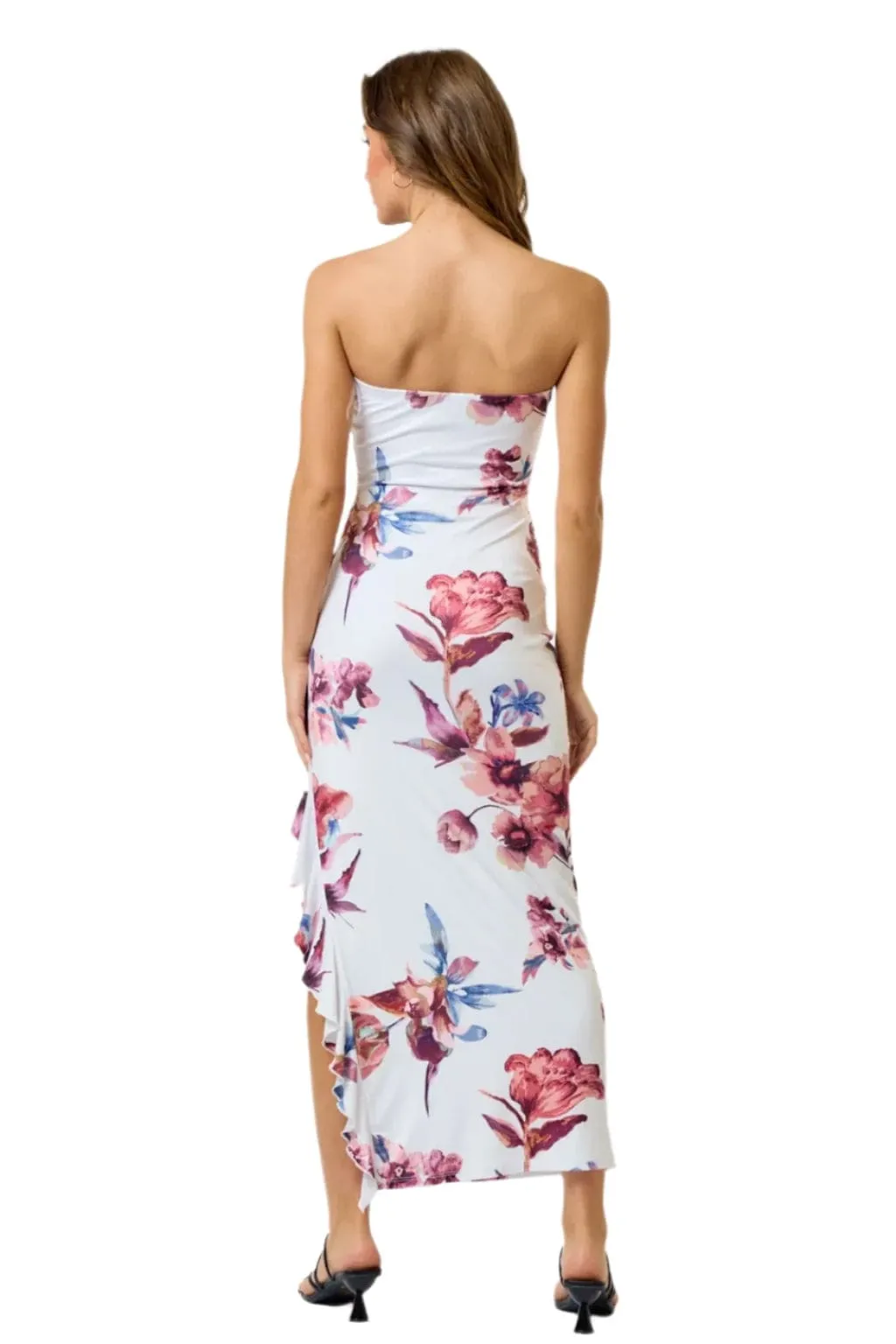 Queen Night Satin Floral Print Maxi Dress