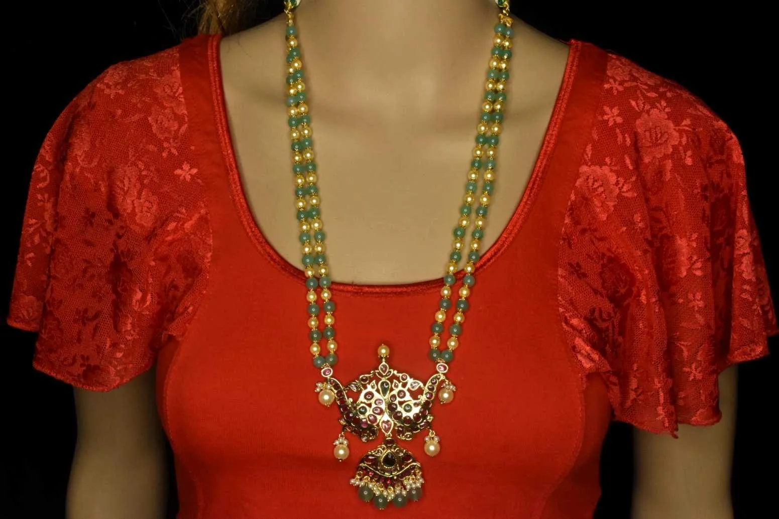 Rani Haar With Kempu Pendant By Asp Fashion Jewellery