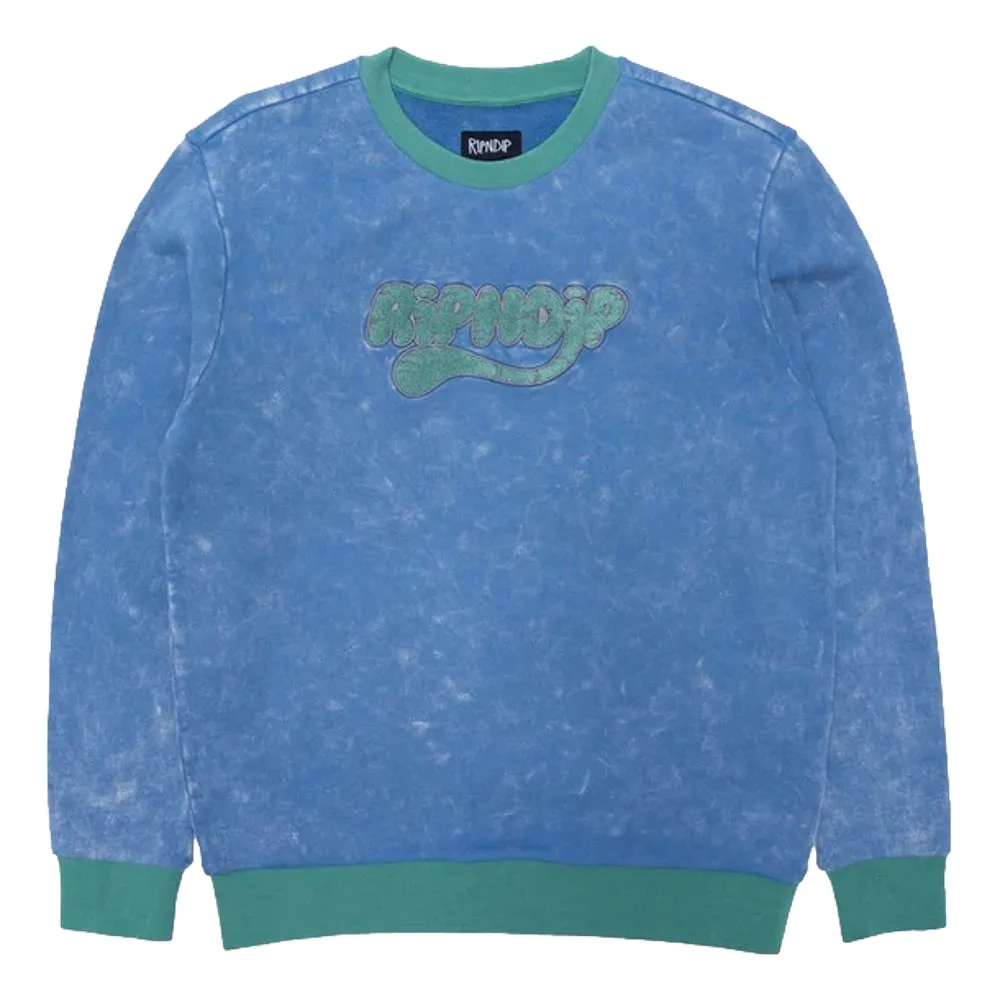 RIPNDIP RIPNTAIL CHENILLE ART CREW NECK-BLU MINERAL WAS