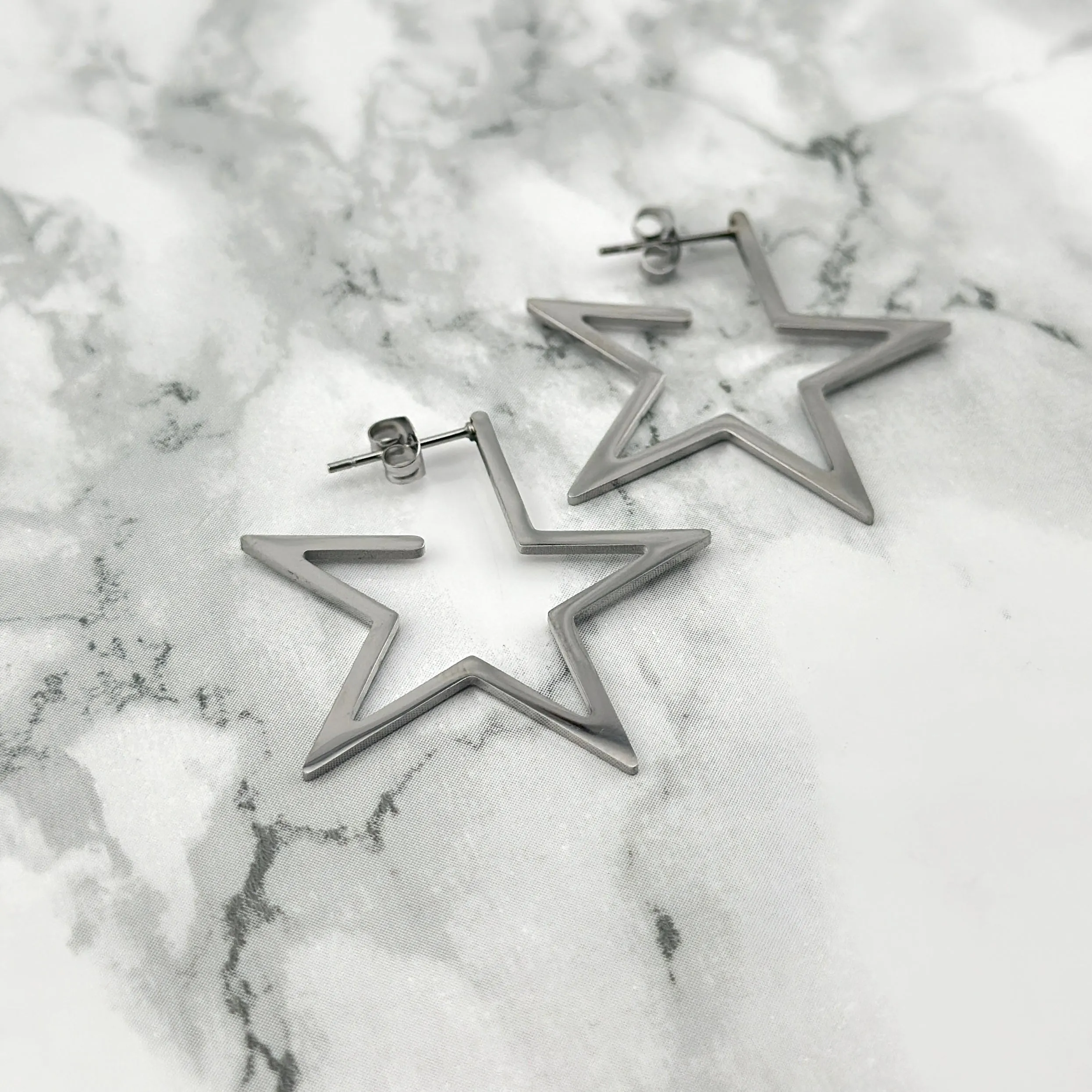 Silver Star Earrings