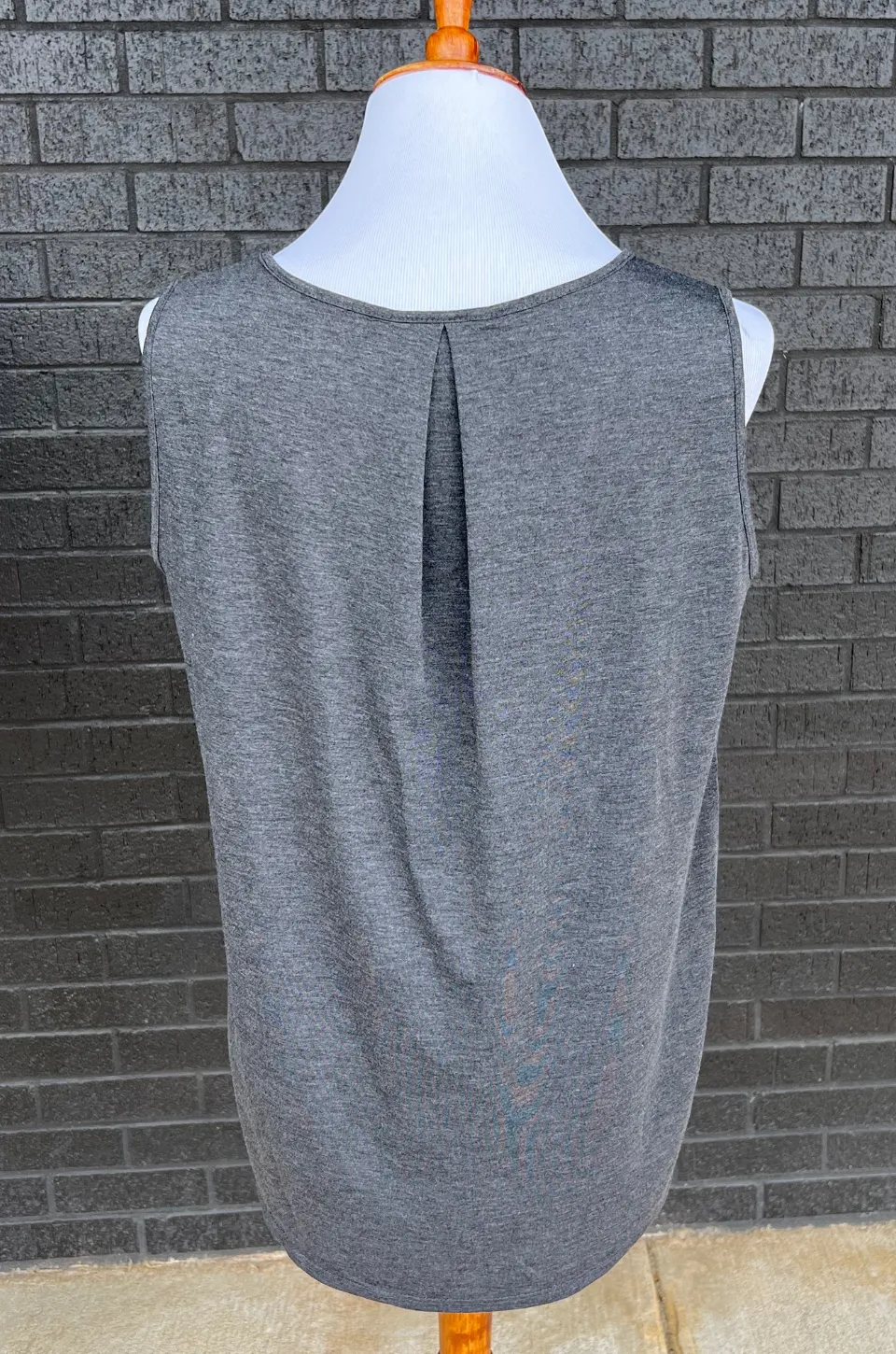 Sleeveless Nursing Tank Top With Asymmetrical Flap - Dark Gray