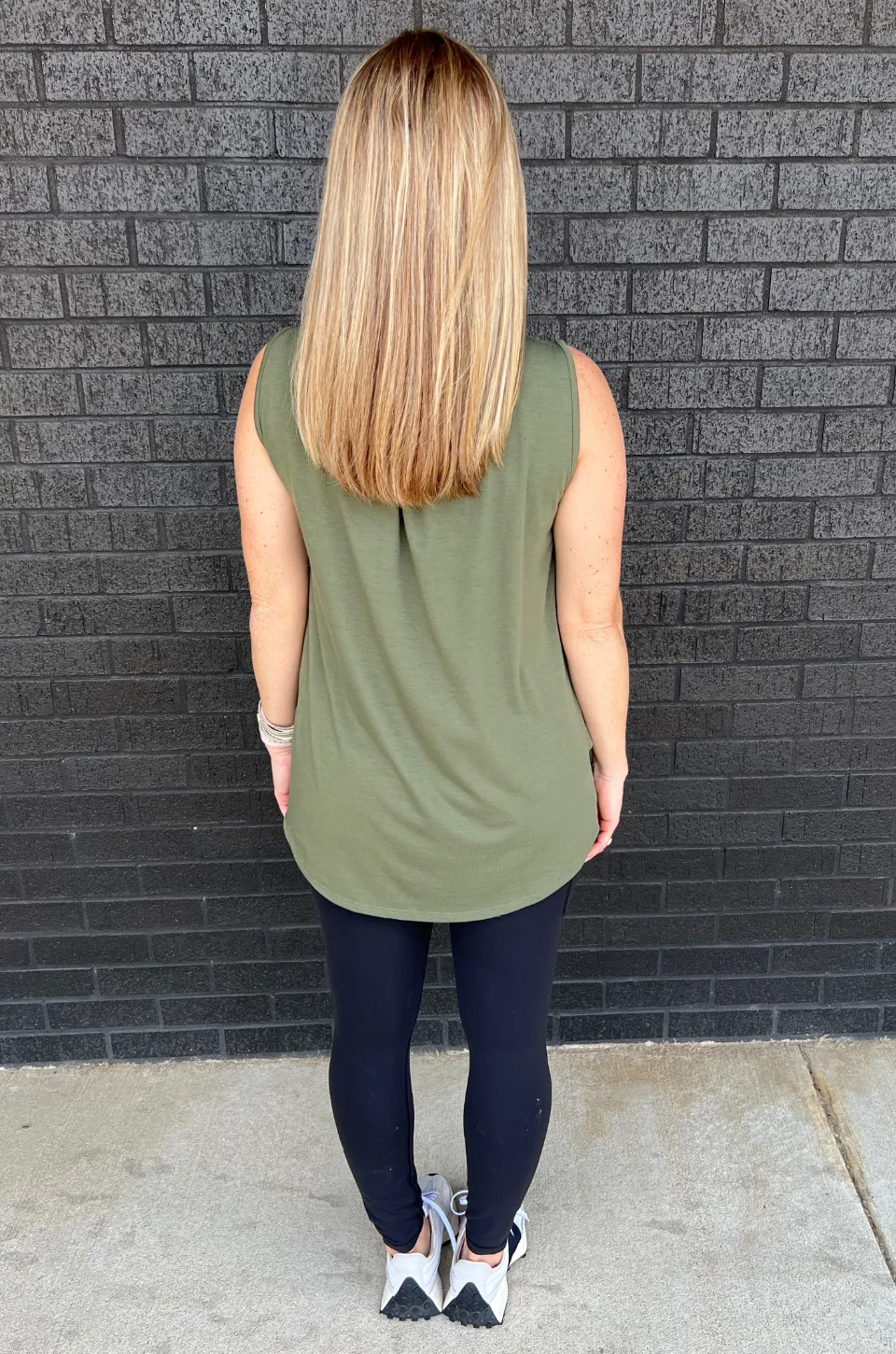 Sleeveless Nursing Tank Top With Asymmetrical Flap - Olive Green