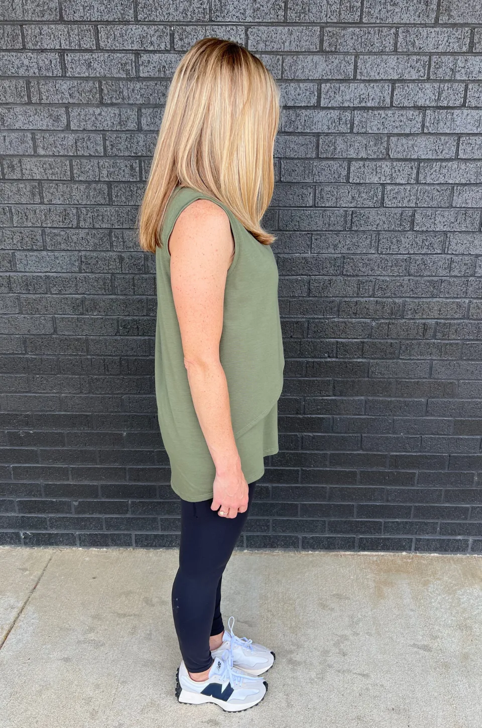 Sleeveless Nursing Tank Top With Asymmetrical Flap - Olive Green