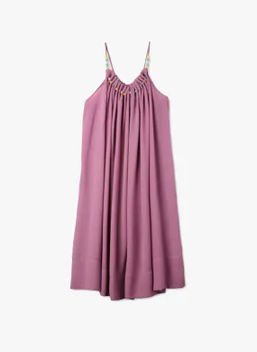 Stella McCartney Kids Hope Girls Flowy Crepe Dress w/ Beads at neck in Lilac