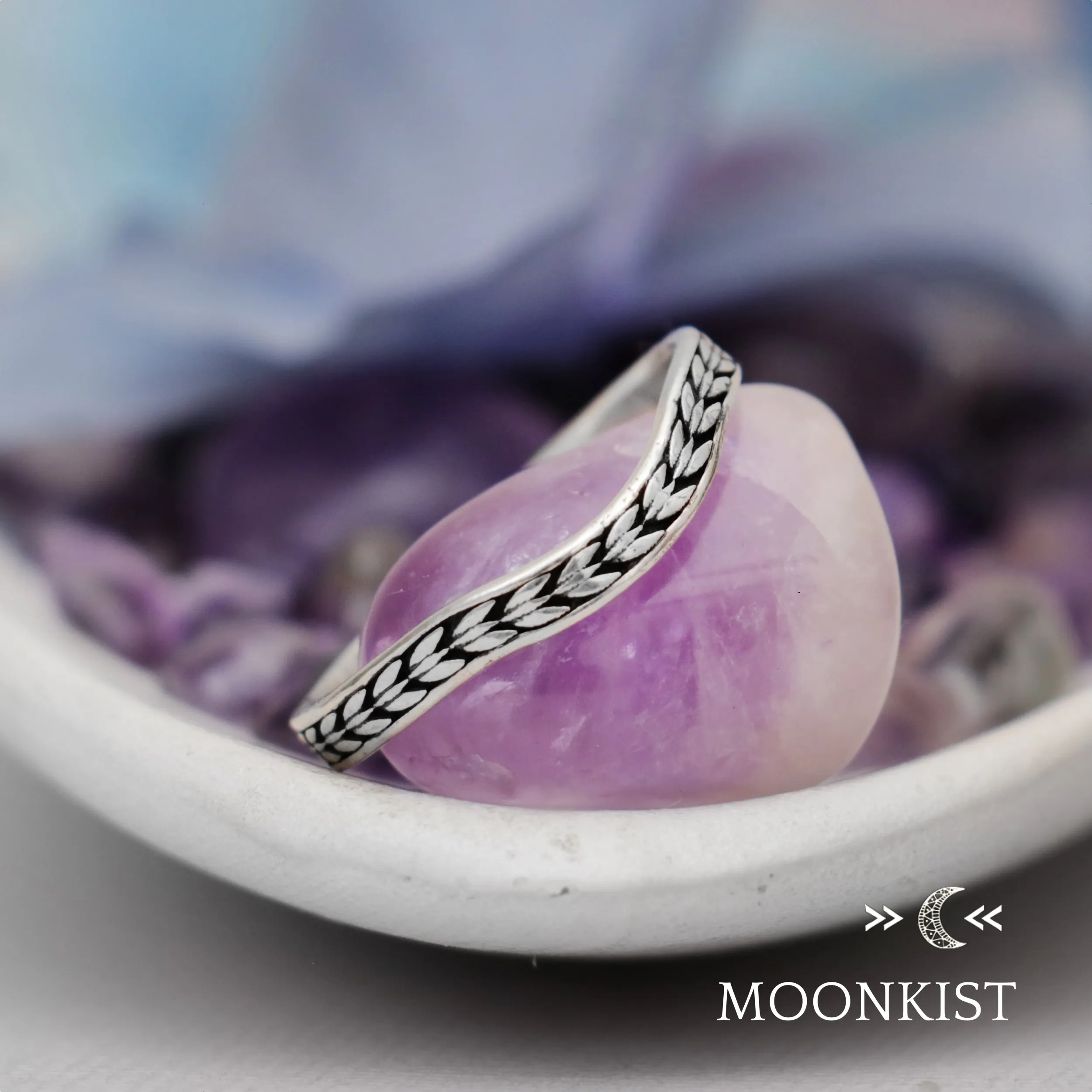 Sterling Silver Engraved Chevron Curved wedding band  | Moonkist Designs