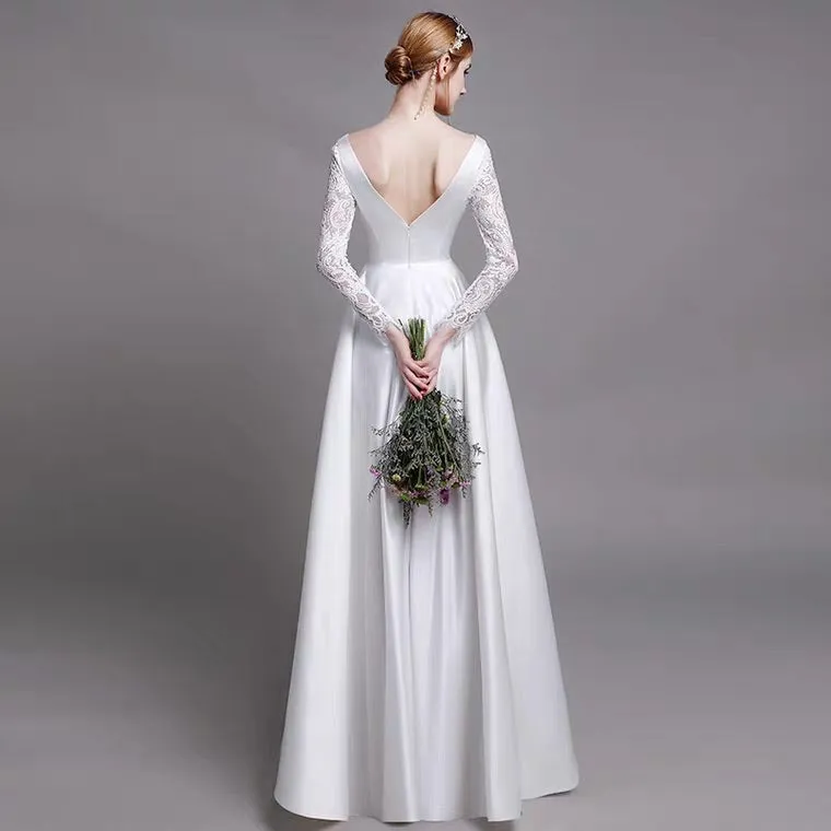 The Heatherly Wedding Bridal Illusion Sleeve Lace Gown