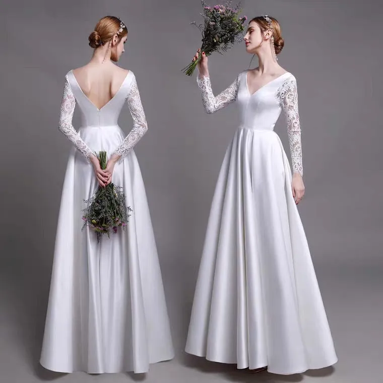 The Heatherly Wedding Bridal Illusion Sleeve Lace Gown