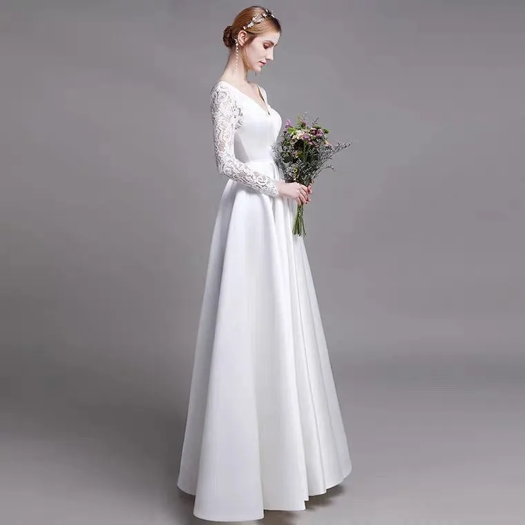 The Heatherly Wedding Bridal Illusion Sleeve Lace Gown