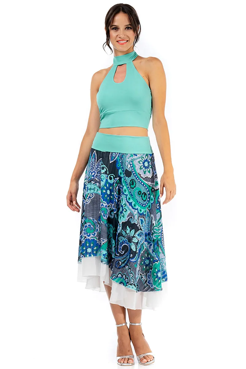 Veraman Georgette Two-layered Dance Skirt With Abstract Print