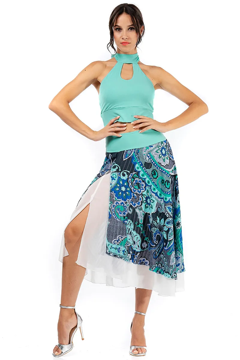 Veraman Georgette Two-layered Dance Skirt With Abstract Print