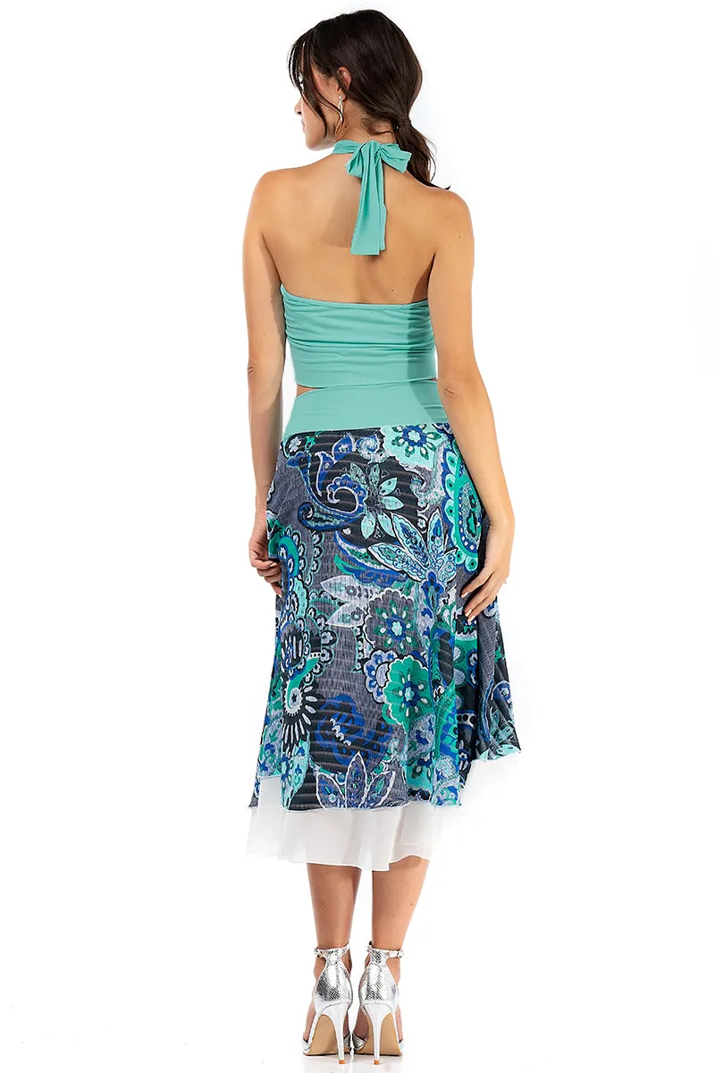 Veraman Georgette Two-layered Dance Skirt With Abstract Print