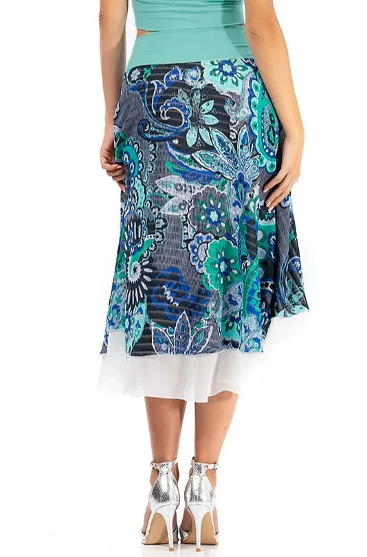 Veraman Georgette Two-layered Dance Skirt With Abstract Print