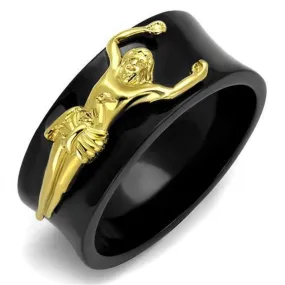 WildKlass Stainless Steel Ring IP Gold  IP Black Men