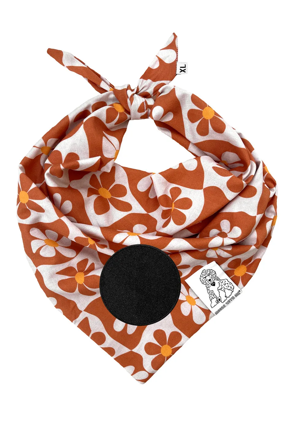 ★Dog Bandana Groovy Daisy - Customize with Interchangeable Velcro Patches